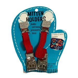 Vintage Woolworth Mitten Holders Red Snowman Clips NIP Winter Retro 80s